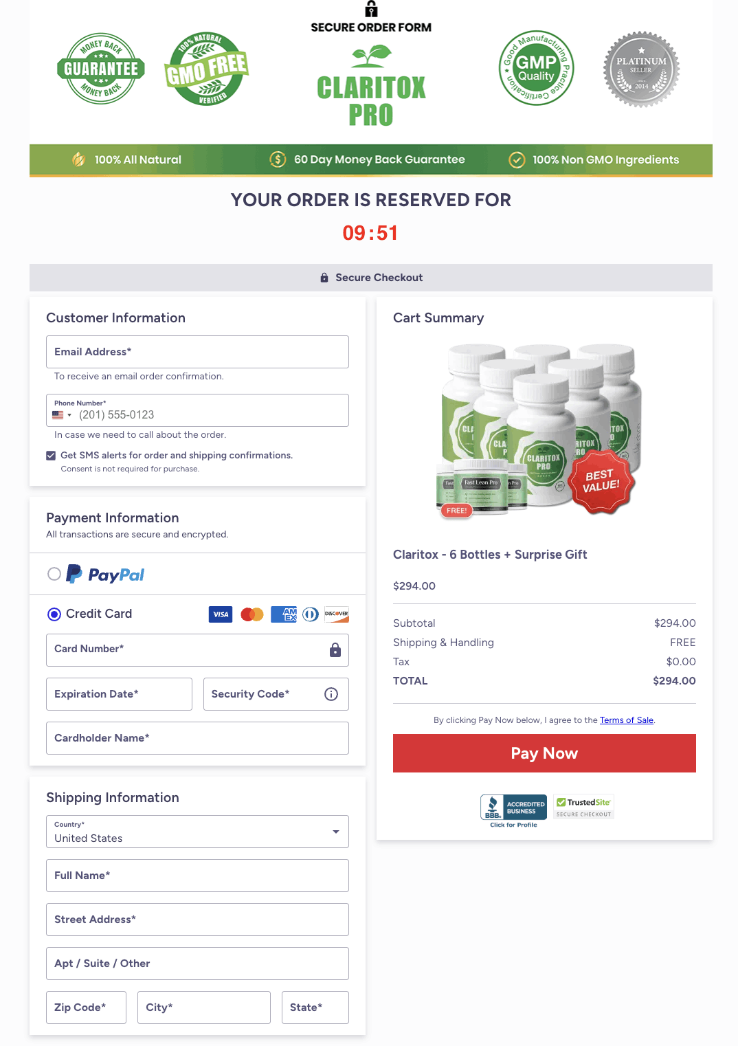 Claritox-Pro-checkout-page